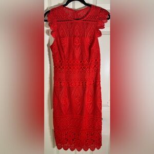 Antonio Melani Red Lace Sheath Dress Size 4 – Cocktail Wedding Guest Party